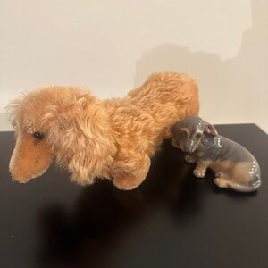Royal Copenhagen Steiff Plush and Ceramic Dachshund Set